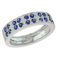 Blue sapphire white gold designer ring