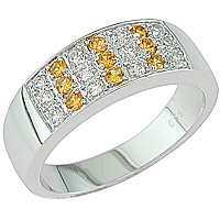 White and yellow sapphire white gold band ring