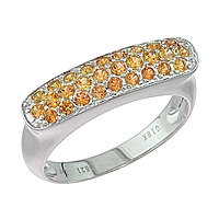 Orange sapphire white gold designer ring