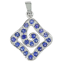 Blue sapphire white gold designer pendant