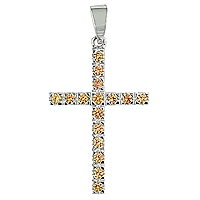 Yellow sapphire white gold cross pendant