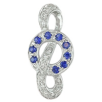 Blue sapphire white gold designer pendant