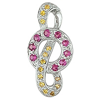 Pink and yellow sapphire white gold designer pendant