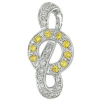 Yellow sapphire white gold designer pendant
