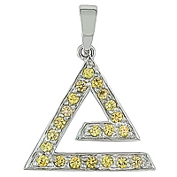 Yellow sapphire white gold designer pendant
