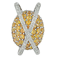 Yellow sapphire white gold designer pendant