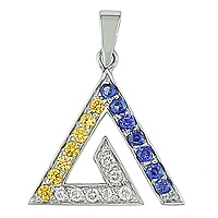 Yellow and blue sapphire white gold designer pendant