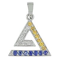 Yellow and blue sapphire white gold designer pendant