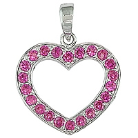 Pink sapphire white gold heart pendant