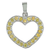 Yellow sapphire white gold heart pendant