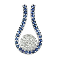 Blue sapphire white gold designer pendant