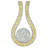 Yellow sapphire  white gold designer pendant