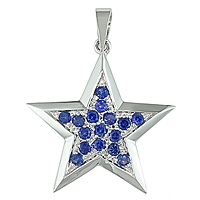 Blue sapphire white gold star pendant
