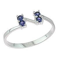 Blue sapphire white gold designer ring