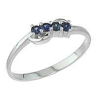 Blue sapphire white gold designer ring