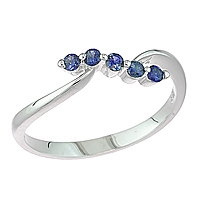 Blue sapphire white gold designer ring