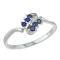 Blue sapphire white gold designer ring