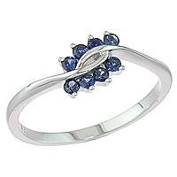Blue sapphire white gold designer ring