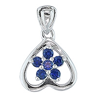 Blue sapphire white gold heart pendant