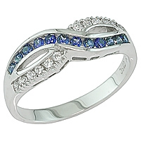 Blue sapphire white gold designer ring