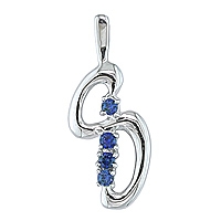 Blue sapphire white gold designer pendant