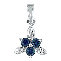 Blue sapphire white gold designer pendant