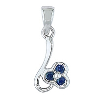 Blue sapphire white gold designer pendant