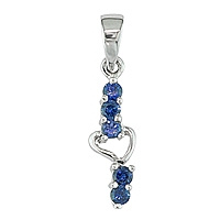 Blue sapphire white gold heart pendant