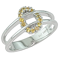 Yellow sapphire white gold designer ring