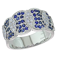 Blue sapphire white gold designer ring