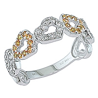 Orange sapphire white gold heart ring