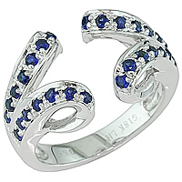Blue sapphire white gold designer ring