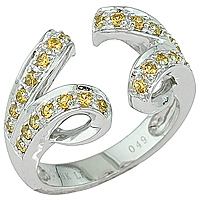 Yellow sapphire white gold designer ring