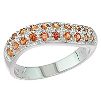 Orange sapphire white gold designer ring