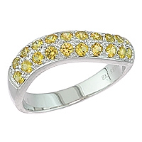 Yellow sapphire white gold designer ring