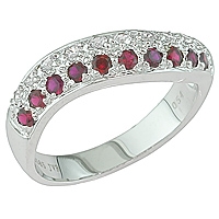 Ruby and white sapphire white gold designer ring