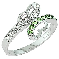 White sapphire and tsavorite white gold butterfly ring
