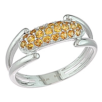 Orange sapphire white gold designer ring