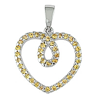 Yellow sapphire white gold heart pendant