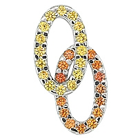 Yellow and orange sapphire white gold designer pendant