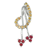 Yellow and orange sapphire white gold flower pendant
