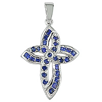Blue sapphire white gold designer pendant