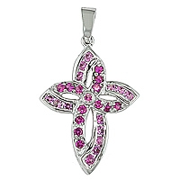 Pink sapphire white gold designer pendant