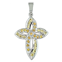 Yellow sapphire white gold designer pendant