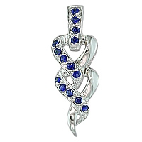 Blue sapphire white gold designer pendant