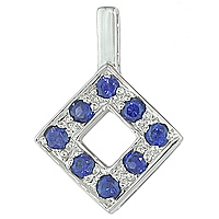 Blue sapphire white gold classic pendant