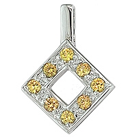 Yellow sapphire white gold classic pendant