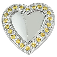 Yellow sapphire white gold heart pendant