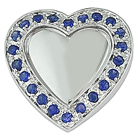 Blue sapphire white gold heart pendant