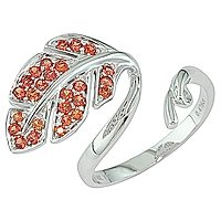 Orange sapphire white gold designer ring